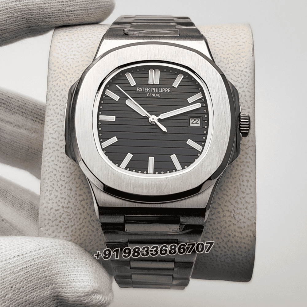 fake patek nautilus Black Super High Quality Swiss Automatic Watch